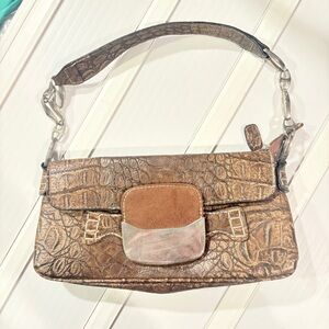 Vintage Brown Crocodile Pattern Shoulder Bag